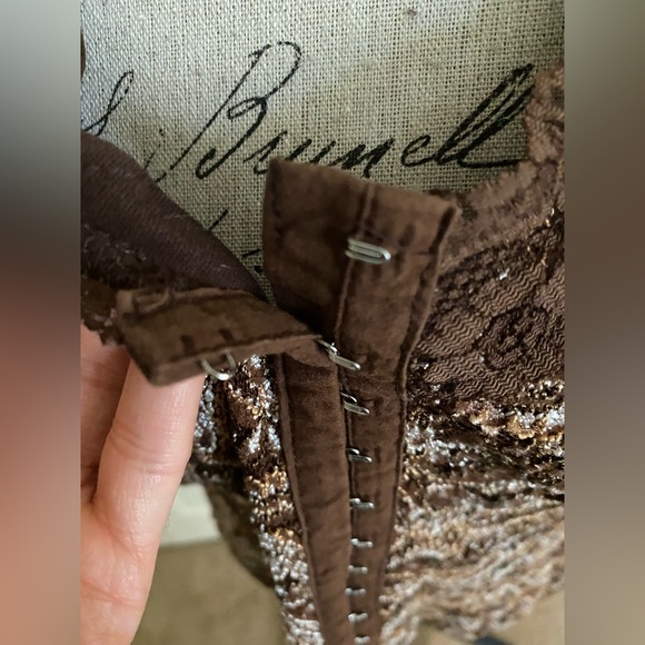 Studio 1940 brown lace tank top grommet vintage 90s Y2K - Picture 7 of 17